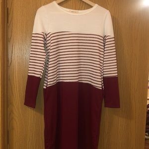 Long sleeve maroon dress